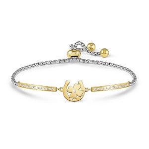 Milleluci Beloved Armband, Hufeisen mit Kleeblatt, 19 cm, vergoldet