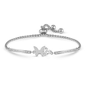 Milleluci Refined Bracciale, Farfalla, CZ bianco, 19 cm