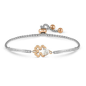 Milleluci Refined Armband, Kleeblatt, CZ weiss, 19 cm, rosévergoldet