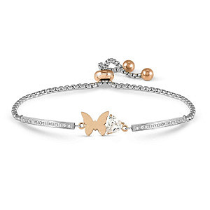 Milleluci Refined Bracciale, Farfalla, CZ bianco, 19 cm, placcato oro rosa