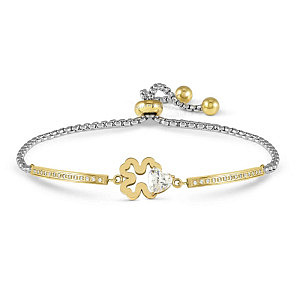 Milleluci Refined Bracelet, Trèfle à quatre feuilles, ZC blanc, 19 cm, plaqué or