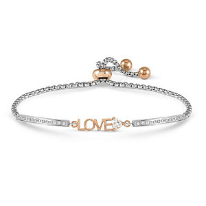 Milleluci Love Bracelet, Love, ZC blanc, 19 cm, plaqué or rose