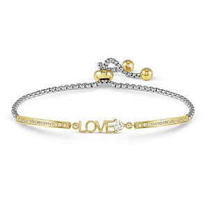 Milleluci Love Armband, Love, CZ weiss, 19 cm, vergoldet