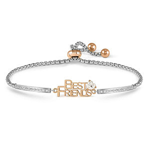 Milleluci Family Armband, Best Friends, CZ weiss, 19 cm, rosévergoldet