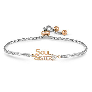 Milleluci Family Armband, Soul Sister, CZ weiss, 19 cm, rosévergoldet