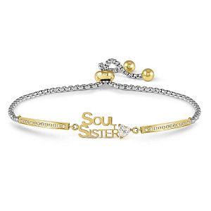 Milleluci Family Armband, Soul Sister, CZ weiss, 19 cm, vergoldet