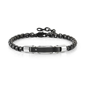 Strong Diamond Bracciale, Diamante, bianco, 22 cm, nero