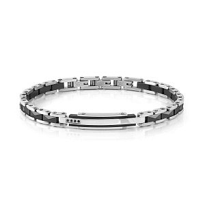 Strong Diamond Armband, 4 Diamanten, schwarz, 21 cm