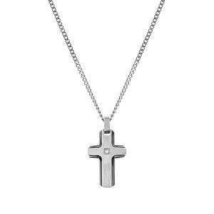 Strong Diamond Geometric Collana, Croce, Diamante, bianco, 55 cm