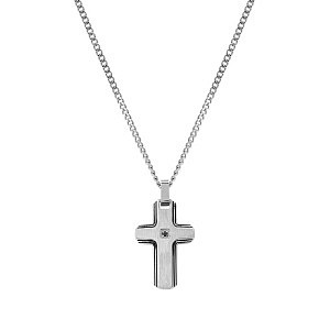 Strong Diamond Geometric Collana, Croce, Diamant, nero, 55 cm