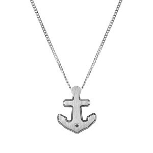 Strong Diamond Geometric Collier, Ancre, Diamant, noir, 55 cm