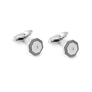 Strong Diamond Geometric Boutons de manchette, Octogone, Diamant, blanc, 1.28 x 1.28 cm
