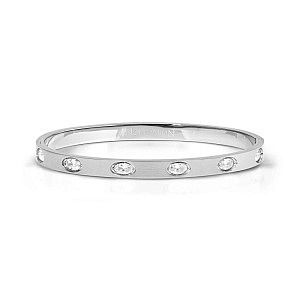 Pretty Bangles Satinshine Armreif, 6 Ovale, CZ weiss, Satin Finish, diverse Grössen