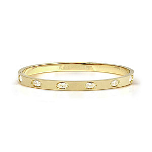 Pretty Bangles Satinshine Bracciale, 6 Ovali, CZ bianco, Satin Finish, varie misure