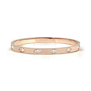 Pretty Bangles Satinshine Bracciale, 6 Ovali, CZ bianco, Satin Finish, varie misure