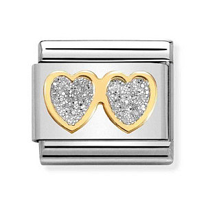 Classic Glitter Symbole, Doppelherz, Silber