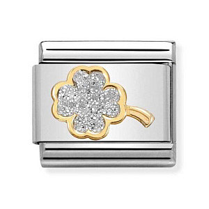 Classic Glitter Symbole, Trèfle à quatre feuilles, Argent