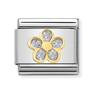 Classic Glitter Symbole, Fleur, Argent
