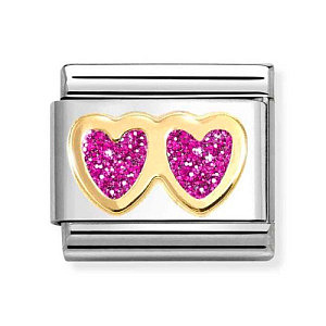 Classic Glitter Symbole, Double cœur, Fuchsia