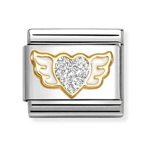 Classic Glitter Symbole, Cœur avec ailes, Argent