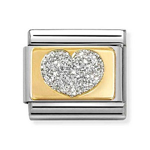 Classic Glitter Plate, Herz, Silber
