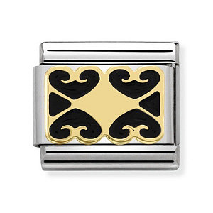 Classic Engraved, 4 cuori nero