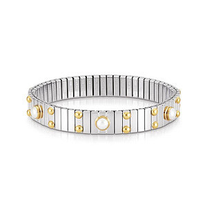 Extension Gold Bracciale, Perla bianco, 6 pietre, Medium