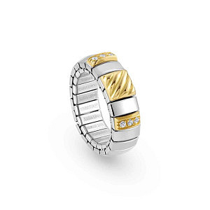 Extension Gold Anello, 1 piatto, 2 barre, CZ bianco