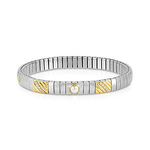 Extension Gold Bracelet, Perle blanche, 2 plaques