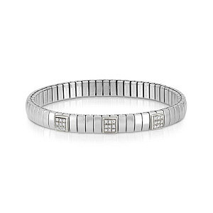 Extension Silver Bracciale, CZ bianco, 3 pietre, Small