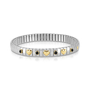 Extension Gold Bracelet, 3 Cœurs, 4 Pierres