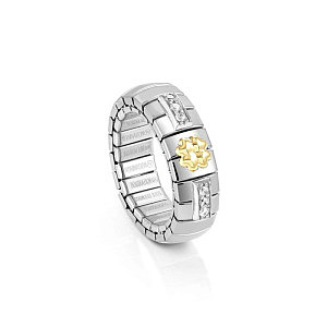 Extension Gold Ring, 1 Symbol, CZ weiss, Size 12 - elastisch, erweiterbar