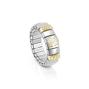 Extension Gold Anello, Tondo, CZ bianco, Size 12 - elastico, espandibile