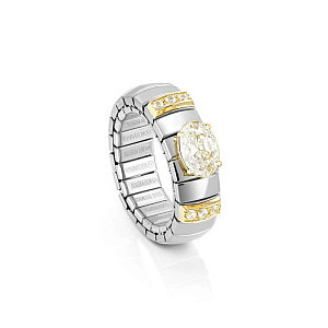 Extension Gold Ring, Oval, CZ weiss, Size 12 - elastisch, erweiterbar