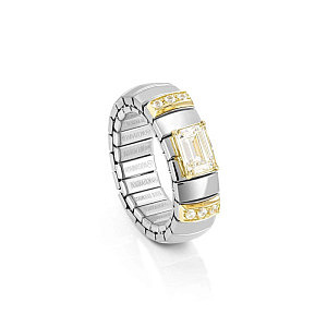 Extension Gold Ring, Baguette, CZ weiss, Size 12 - elastisch, erweiterbar