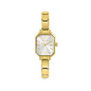 Paris Orologio, Quadrante rettangolare argento, 2.2 x 2.5 cm, placcato oro