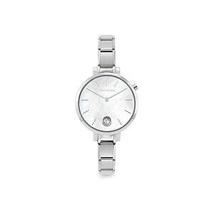 Paris Orologio, Quadrante rotondo bianco madreperla, CZ bianco, Ø 3,1 cm