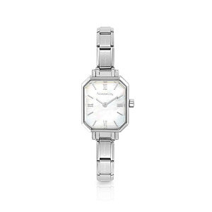 Paris Orologio, Quadrante rettangolare bianco madreperla, 2.2 x 2.5 cm