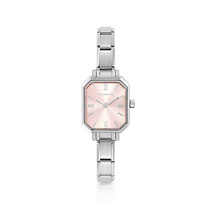 Paris Uhr, Rechteckiges Zifferblatt rosa, 2.2 x 2.5 cm