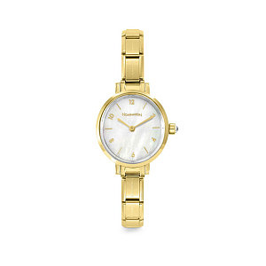 Paris Orologio, Quadrante ovale, Madreperla, bianco, 2.6 x 2.8 cm, placcato oro