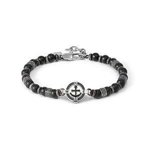 Manvision Armband, Anker, Achat schwarz, 21 cm