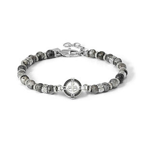 Manvision Bracciale, Ancora, Jasper grigio, 21 cm