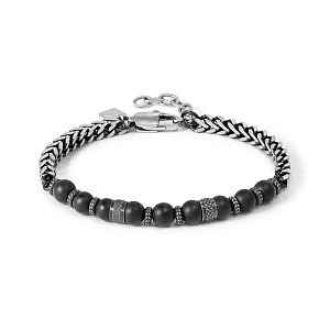 Manvision Armband, Achat schwarz, matt, 21 cm