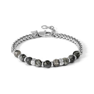 Manvision Bracciale, Jasper grigio, matt, 21 cm