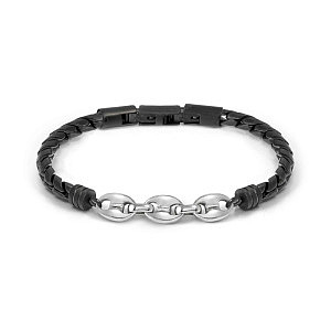 Manvision Bracelet, Finition polie et satinée, noir, 23 cm