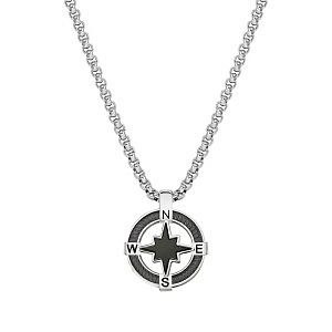 Manvision Collana, Bussola, nero, 54 cm