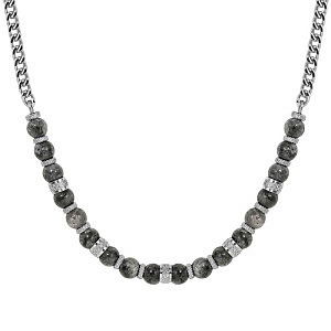 Manvision Collana, Jasper grigio, matt, 54 cm