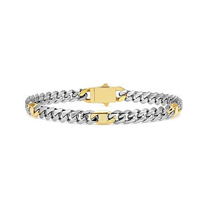 Bold Steel Armband, Panzerkette, Weiss / Gold, diverse Grössen