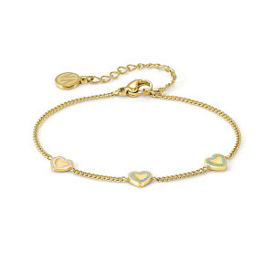 Fairyicons Bracelet, 3 Cœurs, 18 cm, plaqué or