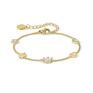 Fairyicons Bracciale, 5 Simboli, 18 cm, placcato oro